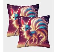 FELASBUID Nine-tailed Fox Federe Cuscini Per Divano Decorative Animal Fodere Per Cuscini Confezione Da 2 Con Cerniera Invisibile Da Letto Divano 40x40cm