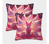 FELASBUID Nine-tailed Fox Federe Cuscini Per Divano Decorative Animal Fodere Per Cuscini Set 2 Pezzi Moderni Letto Casa Camera 50x50cm