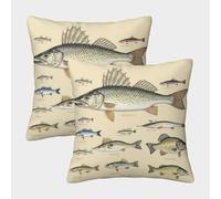 FELASBUID Northern Pike-Vintage Fish Illustration Federe Cuscini Per Divano Decorativa Available All Seasons Fodere Per Cuscini Set 2 Pezzi Moderna Per Divani Giardino 50x50cm