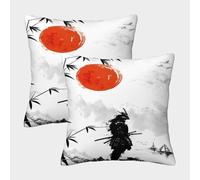 FELASBUID Samurai Warrior-Japanese Ink Painting Style Federe Cuscini Per Divano Decorativa Available All Seasons Fodere Per Cuscini Set 2 Pezzi Moderno Per Divani Giardino 50x50cm