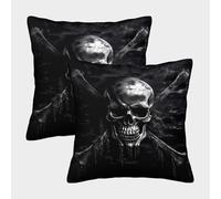 FELASBUID Skull Bones-dark Gothic Style Federe Cuscini Per Divano Decorativa Available All Seasons Fodere Cuscino Confezione Da 2 Con Cerniera Invisibile Letto Casa Camera 40x40cm