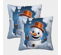 FELASBUID Snowman Fun-Cartoon Festive Style Federe Cuscini Per Divano Decorativa Available All Seasons Fodere Per Cuscini Set Di 2 Poliestere Per Soggiorno Camera Sofà 40x40cm