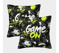 FELASBUID Soccer Game On-Dynamic Sports Graphic Style Federe Cuscini Per Divano Decorativa Available All Seasons Fodere Per Cuscini Set 2 Pezzi Moderno Da Letto Divano 40x40cm