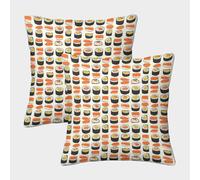 FELASBUID Sushi Pattern-hand Drawn Food Design Federe Cuscini Per Divano Decorativa Available All Seasons Fodere Cuscino Set 2 Pezzi Moderni Letto Casa Camera 50x50cm