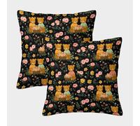 FELASBUID Teddy Bear Pattern-Floral Whimsical Design Federe Cuscini Per Divano Decorativa Available All Seasons Fodere Per Cuscini Set 2 Pezzi Moderno Per Soggiorno Camera Sofà 50x50cm