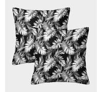 FELASBUID TropicalLeafPattern-BlackWhiteGraphicStyle Federe Cuscini Per Divano Decorative Available All Seasons Fodere Per Cuscini Confezione Da 2 Poliestere Per Soggiorno Camera Sofà 40x40cm