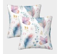 FELASBUID Watercolor Feathers-soft Pastel Botanical Style Federe Cuscini Per Divano Decorative Available All Seasons Fodere Per Cuscini 2 Pezzi Quadrate Moderno Sedia Camera Da Letto 40x40cm