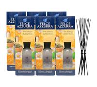 Felce Azzurra Diffusore Ambiente a Bastoncini, Fragranza THE BIANCO E OSMANTO, Formato 120ml + Ricambio 10 Bastoncini Per Diffusori Neri (6 Unità + Bastoncini)