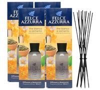 Felce Azzurra Diffusore Ambiente a Bastoncini, Fragranza THE BIANCO E OSMANTO, Formato 120ml + Ricambio 10 Bastoncini Per Diffusori Neri (4 Unità + Bastoncini)