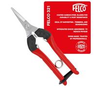 FELCO 321 Forbici da raccolta/lettura (per steli di frutta / fiori + verdura, forbici compatte con manico in acciaio, lama dritta, per destrorsi + mancini, lunghezza 177 mm) FELCO 321