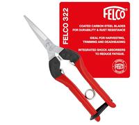 FELCO Cesoie per la raccolta/lettura n. 322 (per gambi di frutta/fiore/verdura, cesoie compatte con manico in acciaio, lama diritta cromata, per uso a destra e a sinistra, lunghezza 190 mm) FELCO 322
