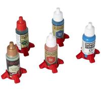 Feldherr 5 Supporti per flaconi di Vernice compatibili con Vallejo, Army Painter e Altri - Supporto per flaconi contagocce - Sicuro, Senza ribaltamento, Colore:Cherry Red