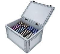 Feldherr Contenitore per telefoni con Schiuma per 48 Smartphone, Compatibile con iPhone, Samsung, Google. Eurobox Resistente con Coperchio a Cerniera, Protezione Premium, Made in Germany.