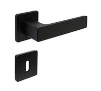 FELGNER Maniglia Bormio per porte interne | maniglia per porta moderna e di alta qualità | ferramenta per porta con rosetta | per porte interne e delle camere | Nero| con 2 chiavi