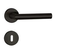 FELGNER Maniglia Como II per porte interne | maniglia per porta moderna e di alta qualità | ferramenta per porta con rosetta | per porte interne e delle camere | Nero | con 2 chiavi