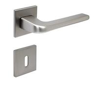 FELGNER Maniglia Cortina per porte interne | maniglia per porta moderna e di alta qualità | ferramenta per porta con rosetta | per porte interne e delle camere | Nichel opaco | con 2 chiavi