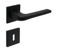 FELGNER Maniglia Cortina per porte interne | maniglia per porta moderna e di alta qualità | ferramenta per porta con rosetta | per porte interne e delle camere | Nero | con 2 chiavi