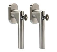 FELGNER Messina II - Set di 2 maniglie per finestra bloccabili da 100 nm | viti nascoste + rosetta ovale resistente alla corrosione | 2 chiavi - acciaio inox opaco