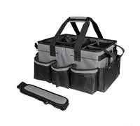 Felicafie Grande borsa per la pulizia con robusta tavola di supporto, impermeabile, con 5 scomparti (grigio)