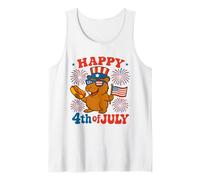 Felice 4 luglio Capybara Hot Dog e bandiera americana Groovy Canotta