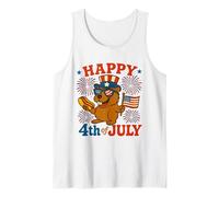 Felice 4 luglio Capybara Hot Dog e bandiera americana Groovy Canotta