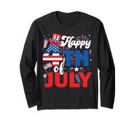 Felice 4 luglio Patriottico Bandiera Americana Indipendenza Giorno Maglia a Manica