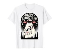 Felice Abduction Divertente UFO Mucca Alien Humor Design Maglietta