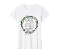 Felice Anno Nuovo, Capelli Nuovi, Idea Natalizia per Le Maglietta, Donna, Bianco, S