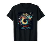 Felice Anno Nuovo con Un Cool Dragon Design Maglietta