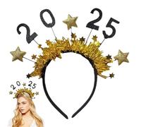Felice anno nuovo Tiara con cerchietto con paillettes e stelle scintillanti | Cerchietto con paillettes con stella luminosa, cerchi per capelli 2025, per capelli di Capodanno per Natale