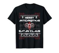 Felice Antichristmas Hail Satana Claus Ugly Maglione Natale Maglietta