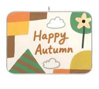 Felice Autunno Disegno Cartone Animato Riutilizzabile Asciugatura Piatto Mat 18x24 Rettangolo Grande Scolapiatti Panno Decorativo Home Decor Essentials