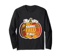 Felice Autunno Y'All! Vintage Autunno Amante Zucca Foglie Retro Maglia a Manica