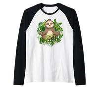 Felice Bradipo Respiro Consapevolezza Compassione Medita Gentilezza Maglia con Maniche Raglan
