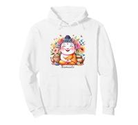 Felice Buddha Yoga Namaste con tè e Fiori Felpa con Cappuccio