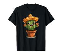 Felice Cactus Messicano con Sombrero Fiesta Vibes Maglietta