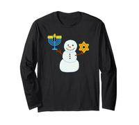 Felice Chrismukkah Hanukkah Pupazzo di Neve Menorah David Chanukah Maglia a Manica