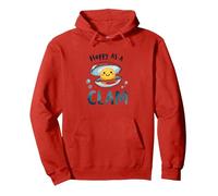 Felice Come Un Vongole Carino Ocean Pun Felpa con Cappuccio, Unisex per Adulti, Rosso, XXL