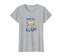 Felice Come Un Vongole Carino Ocean Pun Maglietta, Donna, Grigio Melange, 3XL
