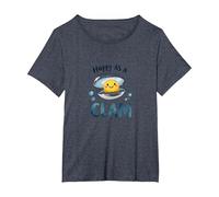 Felice Come Un Vongole Carino Ocean Pun Maglietta, Donna Plus-Size, Pervinca, 5X