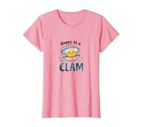 Felice Come Un Vongole Carino Ocean Pun Maglietta, Donna, Rosa, 3XL