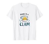 Felice Come Un Vongole Carino Ocean Pun Maglietta, Uomo, Bianco, 3XL