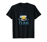 Felice Come Un Vongole Carino Ocean Pun Maglietta, Uomo, Nero, 4XL