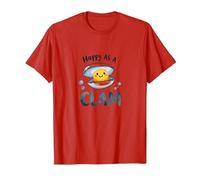 Felice Come Un Vongole Carino Ocean Pun Maglietta, Uomo, Rosso, XL