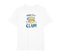 Felice Come Un Vongole Carino Ocean Pun Maglietta, Uomo Taglie Grandi, Bianco, 3X Tall