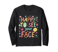 Felice di Vedere Il Tuo Volto Insegnante Disegnato a Mano Scarabocchio Variopinto Maglia a Manica