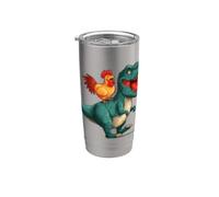 Felice Dinosauro Pollo Look Bicchiere termico in acciaio inox doppia parete