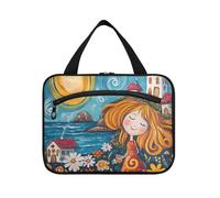Felice Donna Elegante con Fiore Appeso Kit per Uomo con Gancio, Designer Impermeabile Kit Borsa per Viaggiatori Viaggio Maleta para maquillaje L