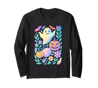Felice Fantasma Zucca Halloween Vibes Arte Maglia a Manica