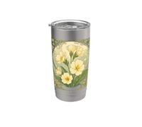 Felice Febbraio Compleanno Primula Fiori Bicchiere termico in acciaio inox doppia parete